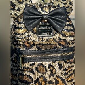 Disney Parks Loungefly Animal Kingdom Leopard / Cheetah Sequin Mini Backpack.